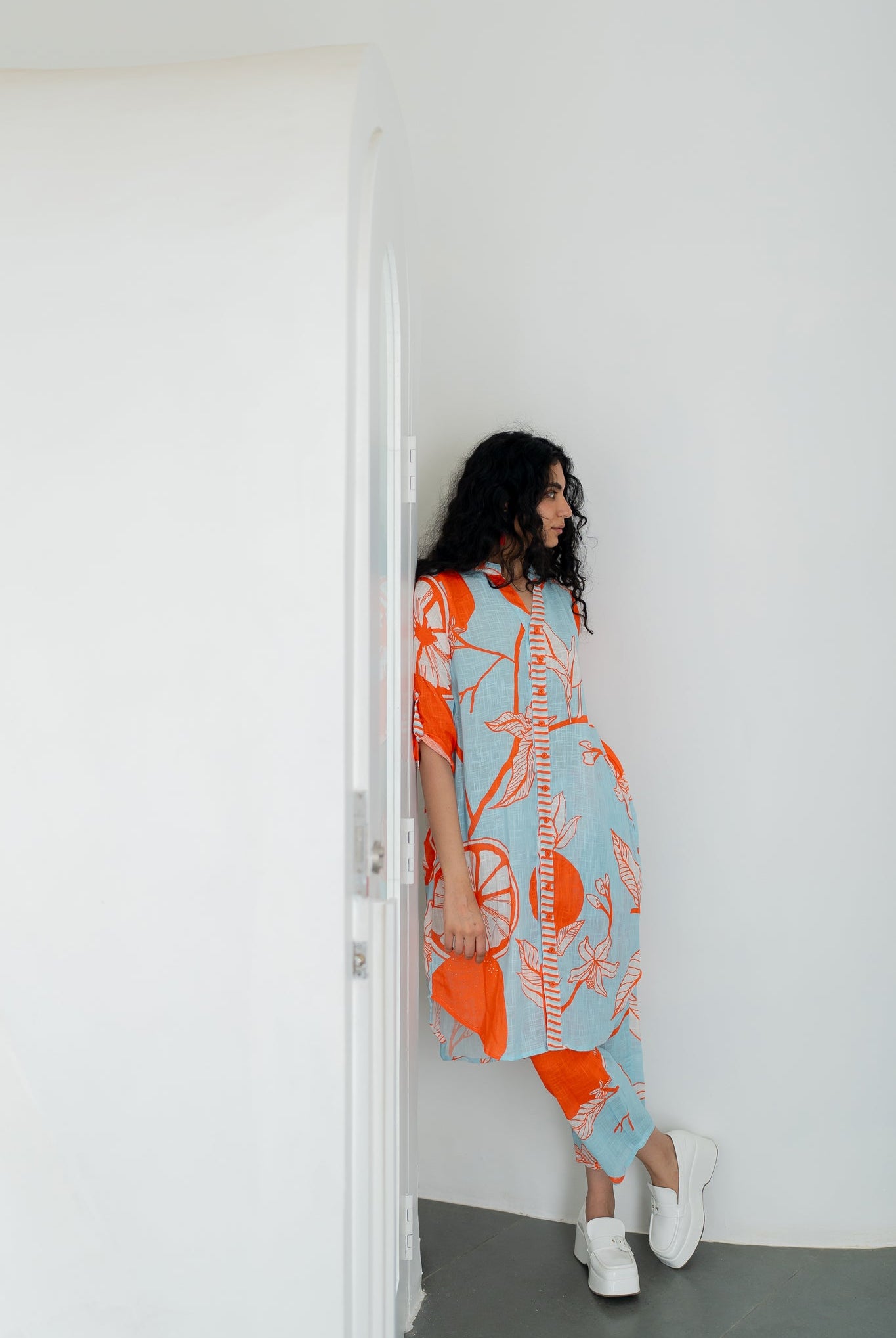 Mandarin Print Cotton Co-ord Set - CiceroniKurta SetSilai Studio