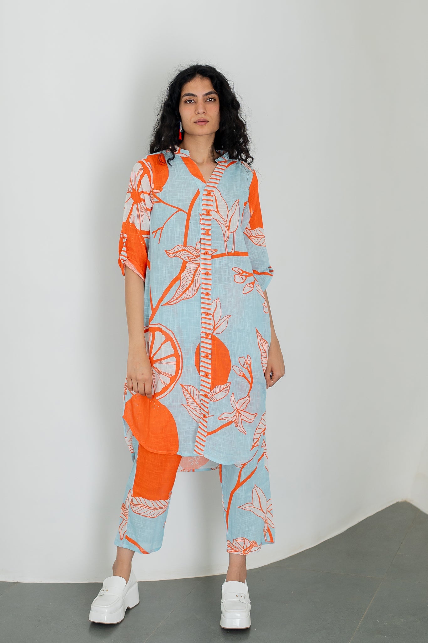 Mandarin Print Cotton Co-ord Set - CiceroniKurta SetSilai Studio