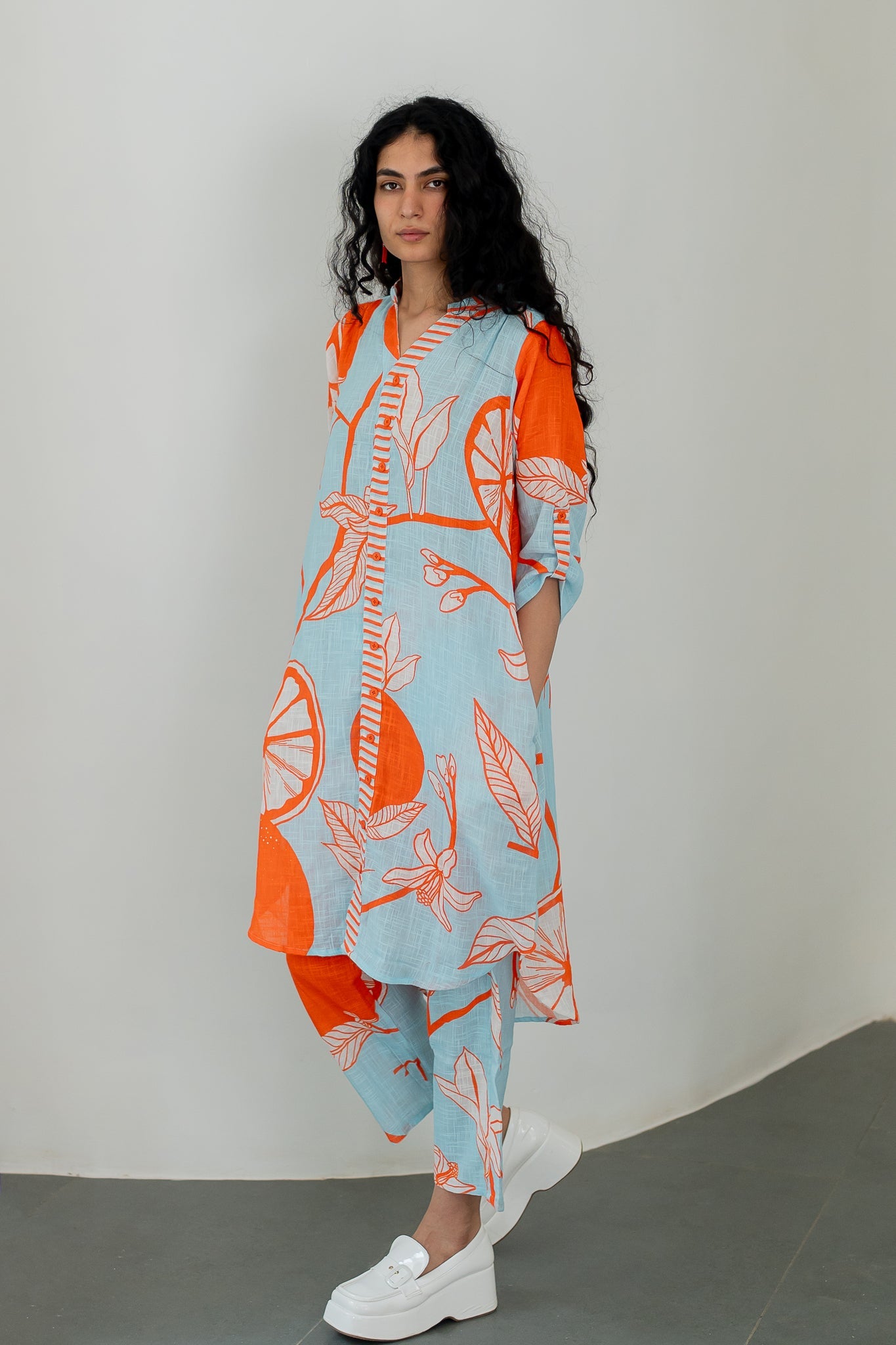 Mandarin Print Cotton Co-ord Set - CiceroniKurta SetSilai Studio