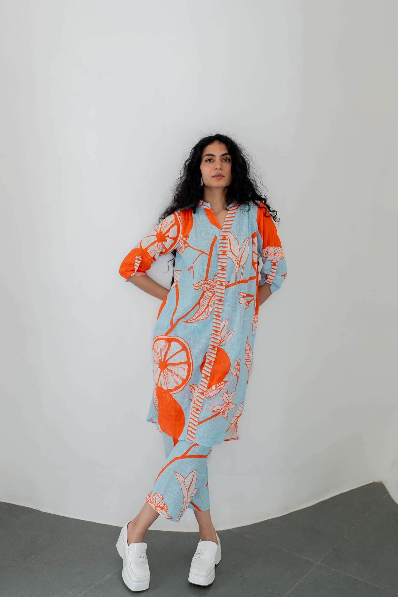 Mandarin Print Cotton Co-ord Set - CiceroniKurta SetSilai Studio