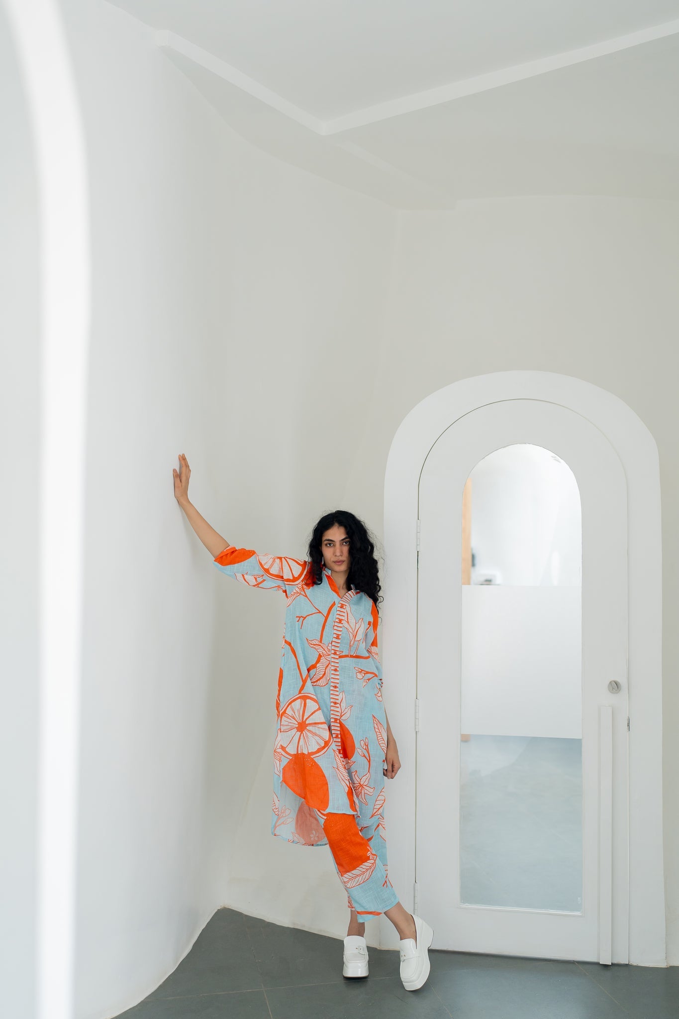 Mandarin Print Cotton Co-ord Set - CiceroniKurta SetSilai Studio