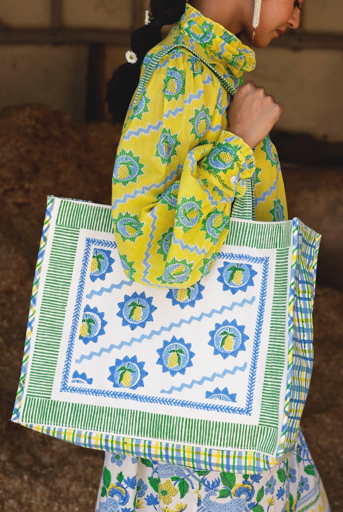 Mango Block Print Tote Bag - CiceroniTote BagThe Raw India