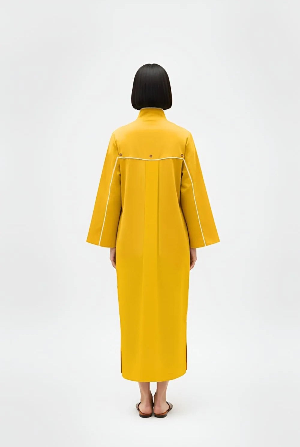 Mango Yellow - Ivory Collared Stripe Dress - CiceroniDressesNeora by NC