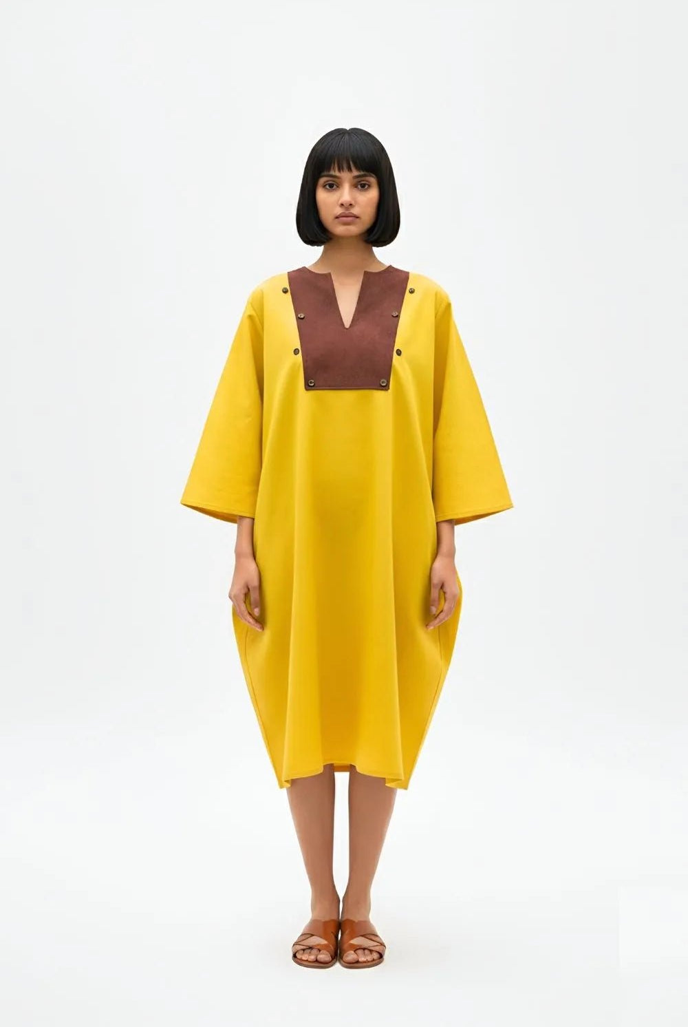 Mango Yellow - Tuscan Red Midi Dress - CiceroniDressesNeora by NC