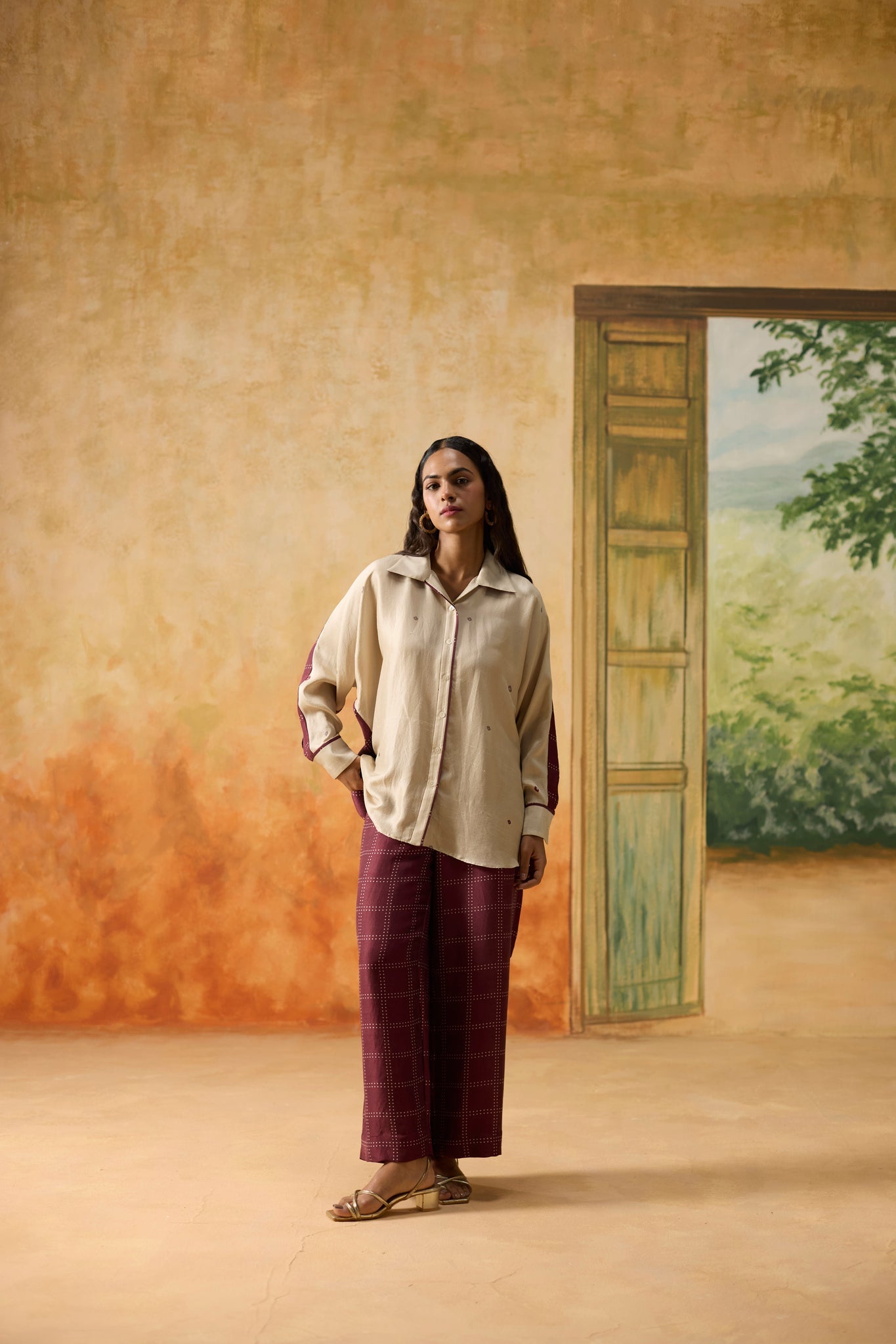 Maple Co - ord Set - Beige and Burgundy - CiceroniCo - ord SetKhyati Rughani