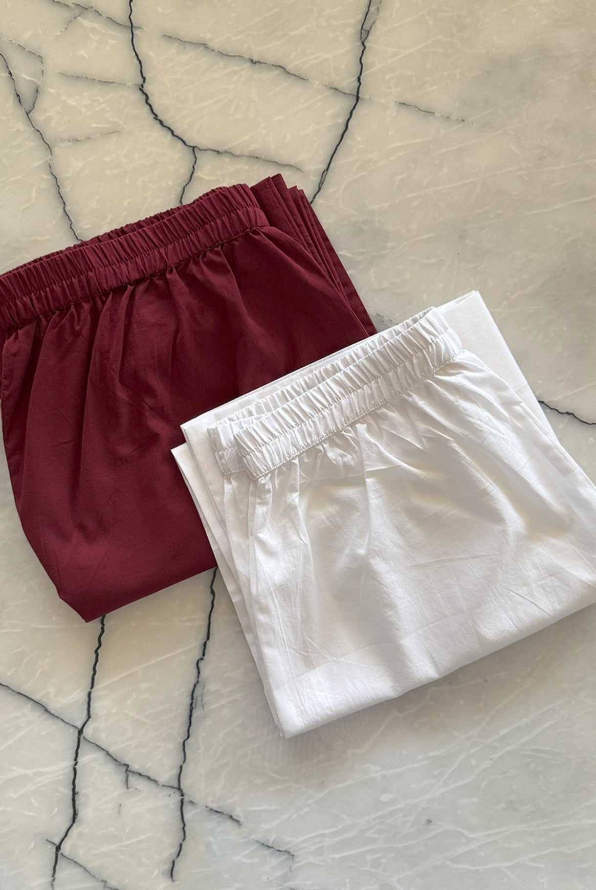 Maroon and Sunkissed White Basic Pyjama - Set of 2 - CiceroniPantsHouse of Moxa