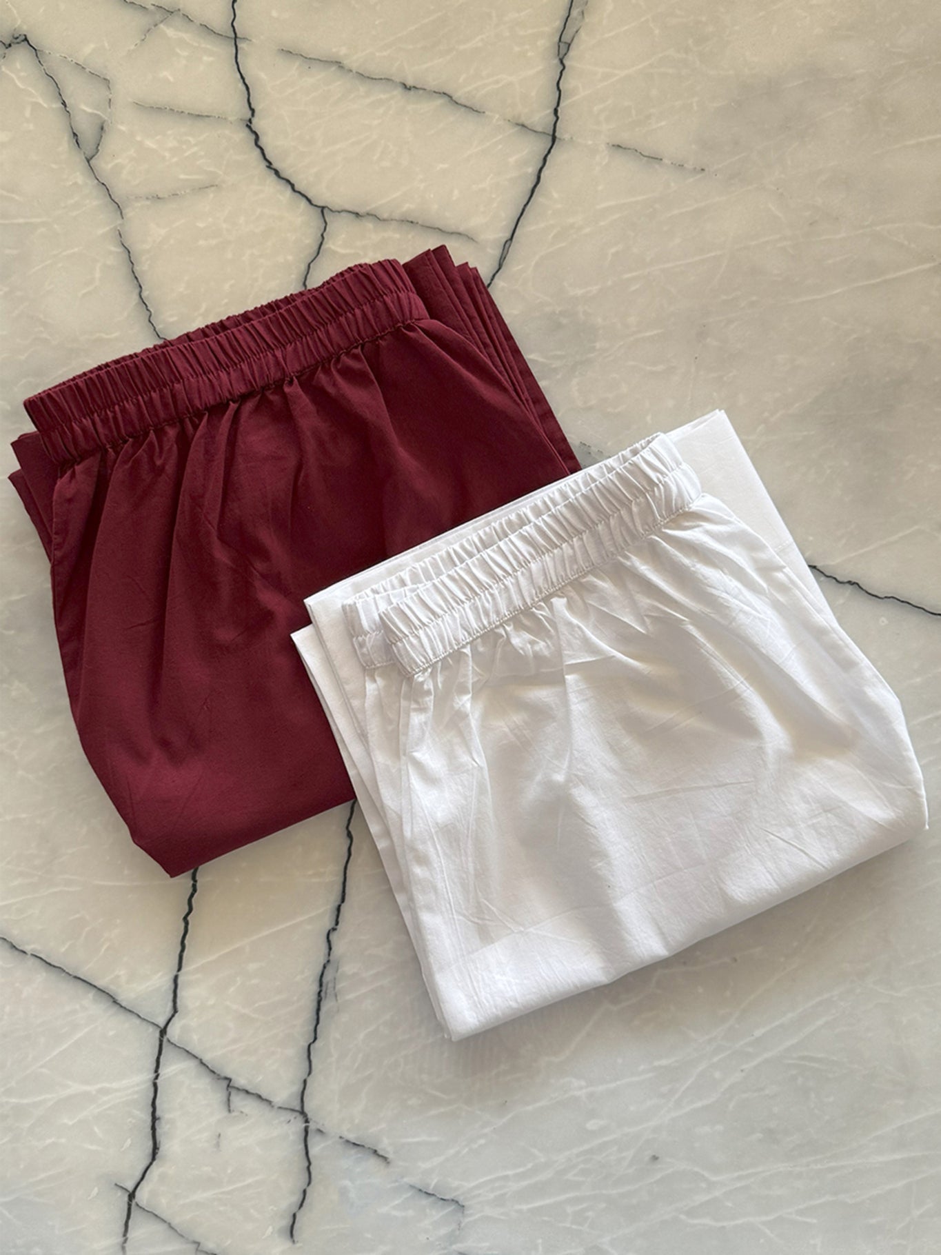 Maroon and Sunkissed White Basic Pyjama - Set of 2 - CiceroniPantsHouse of Moxa