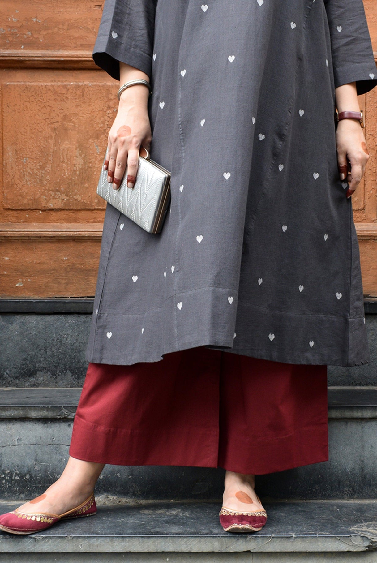 Maroon and Sunkissed White Basic Pyjama - Set of 2 - CiceroniPantsHouse of Moxa