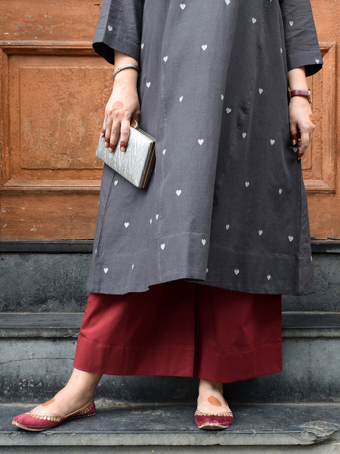 Maroon and Sunkissed White Basic Pyjama - Set of 2 - CiceroniPantsHouse of Moxa