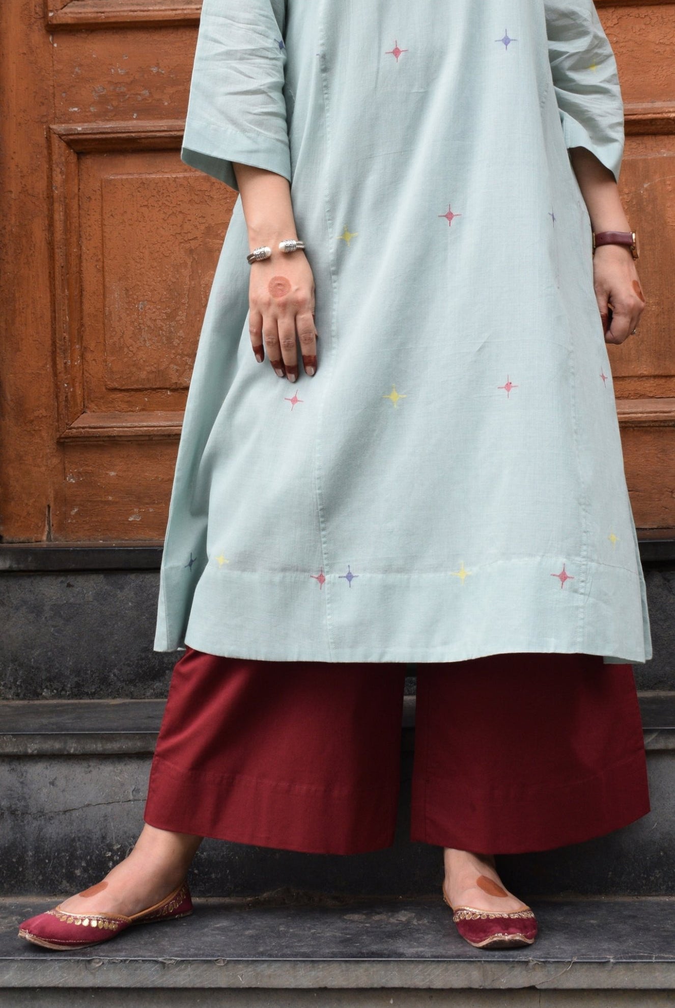 Maroon and Sunkissed White Basic Pyjama - Set of 2 - CiceroniPantsHouse of Moxa