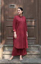 Maroon Anti - fit Co - ord Set - CiceroniKurta Set, Everyday WearHouse of Moxa
