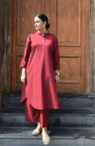 Maroon Anti - fit Co - ord Set - CiceroniKurta Set, Everyday WearHouse of Moxa