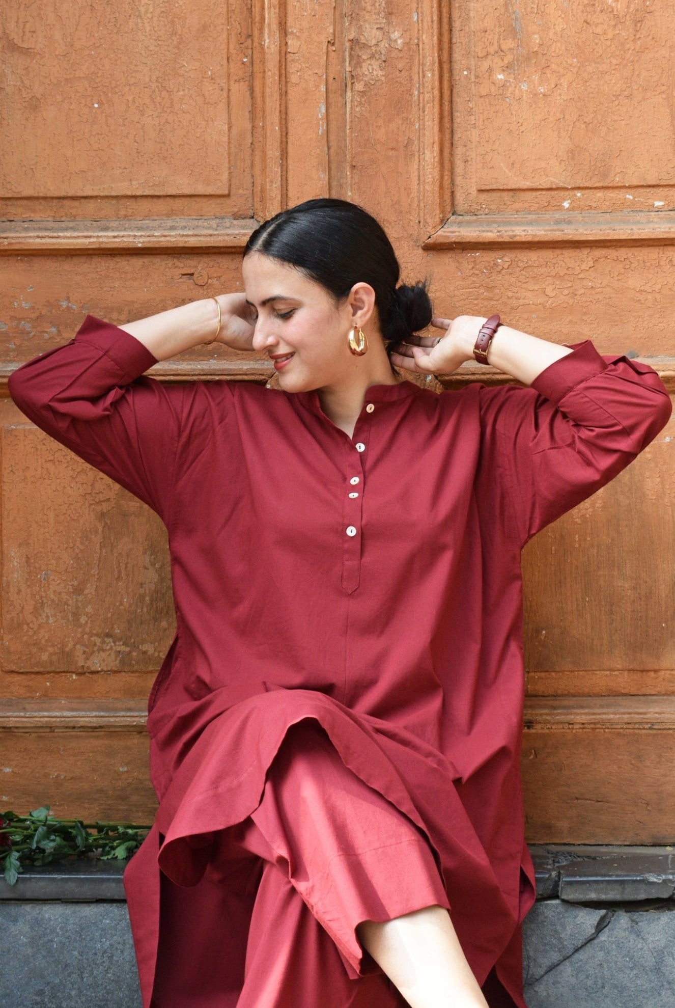 Maroon Anti - fit Co - ord Set - CiceroniKurta Set, Everyday WearHouse of Moxa