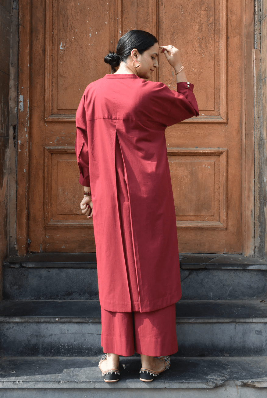 Maroon Anti - fit Co - ord Set - CiceroniKurta Set, Everyday WearHouse of Moxa