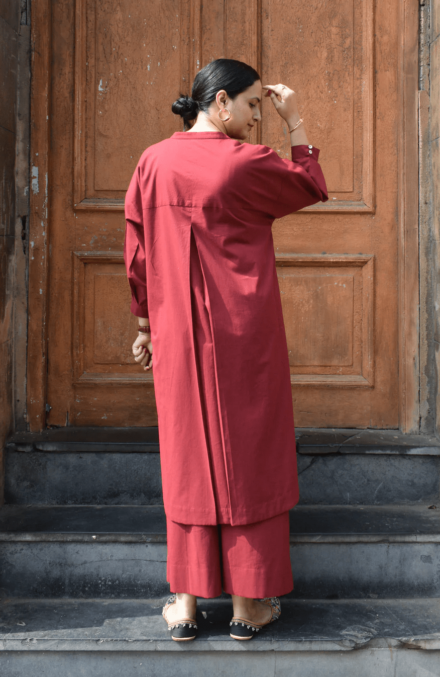 Maroon Anti - fit Co - ord Set - CiceroniKurta Set, Everyday WearHouse of Moxa