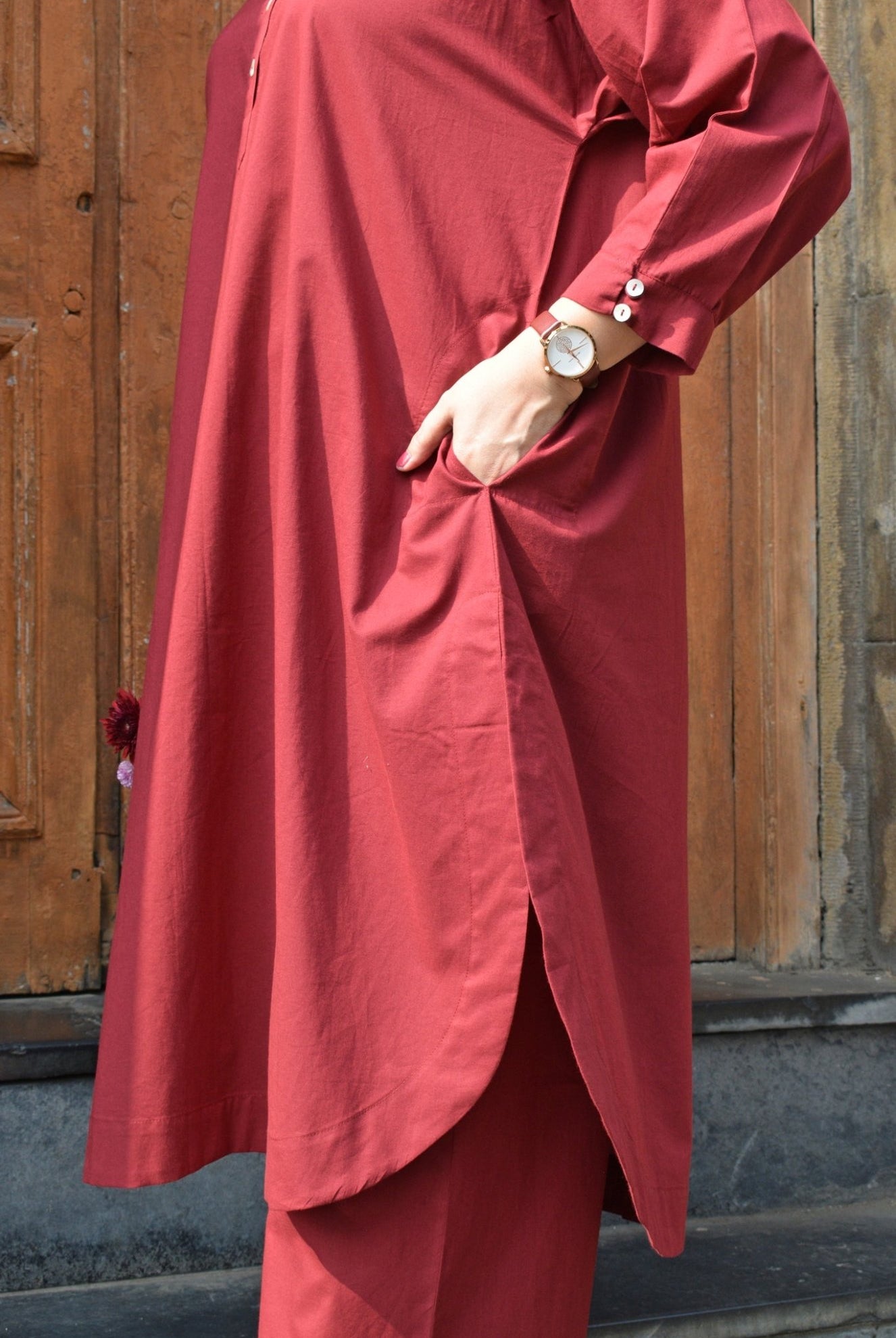 Maroon Anti - fit Co - ord Set - CiceroniKurta Set, Everyday WearHouse of Moxa