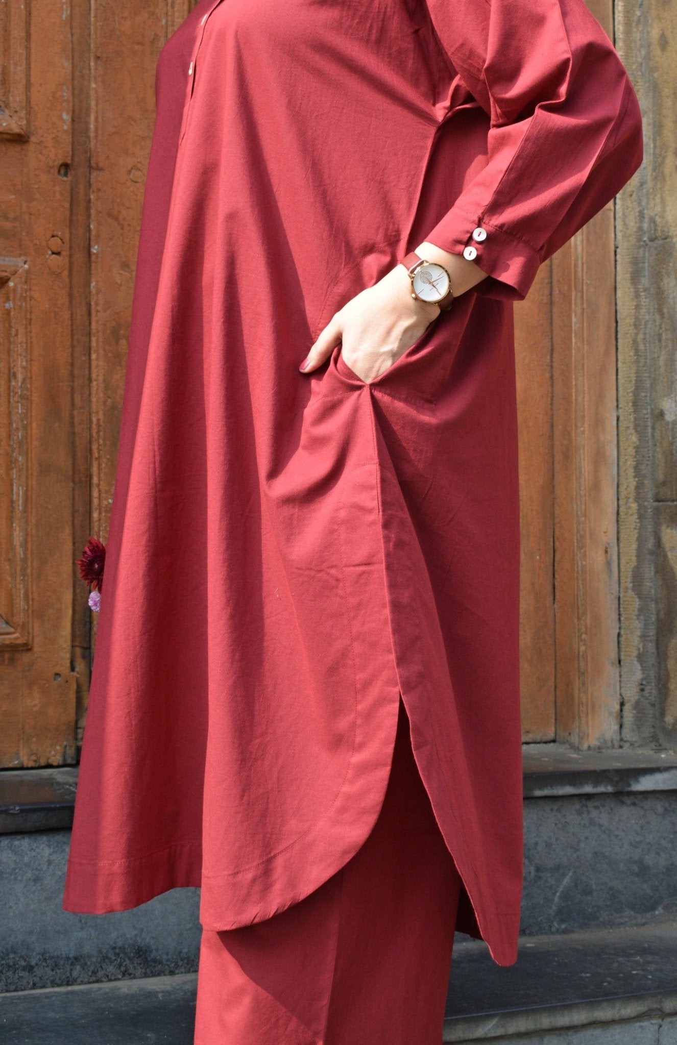 Maroon Anti - fit Co - ord Set - CiceroniKurta Set, Everyday WearHouse of Moxa