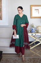 Maroon Handwoven Jamdani Dupatta - CiceroniDupattaHouse of Moxa