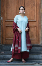 Maroon Handwoven Jamdani Dupatta - CiceroniDupattaHouse of Moxa