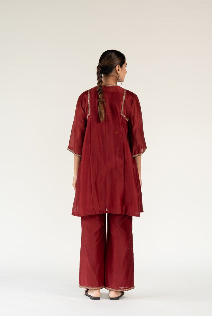 Maroon Zainab Kurta Set with Ayra Odhani - CiceroniKurta Set, Festive WearNirjara