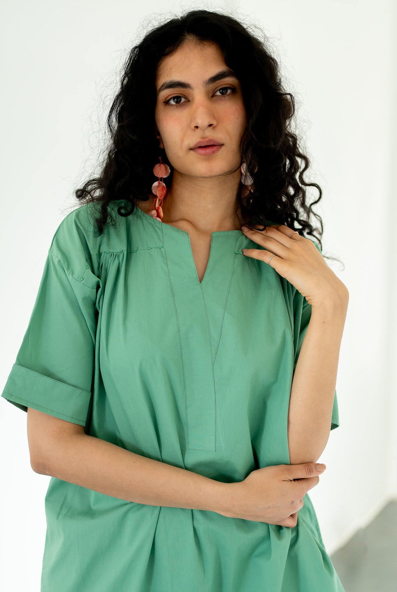 Meadows green Tunic with Pants - CiceroniKurta SetSilai Studio