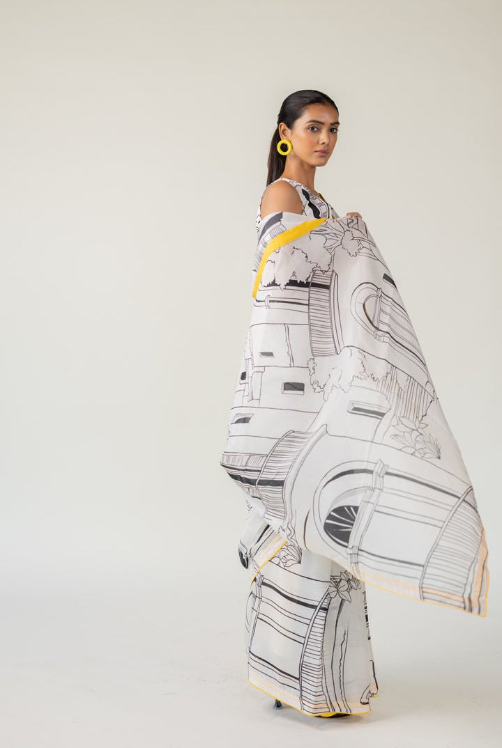 Mediterranean Citylines Saree - CiceroniSareeSilai Studio