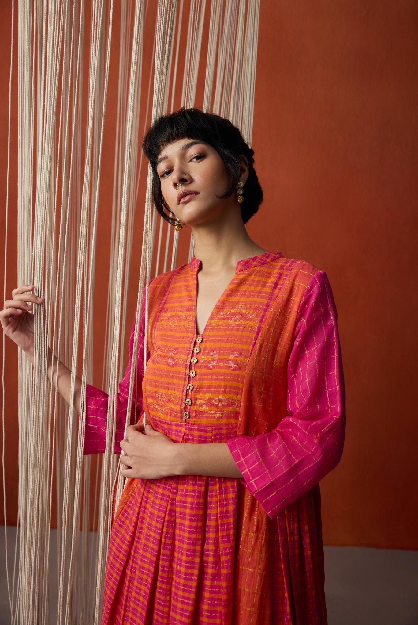 Meera Co-ord Set - Orange and Rani - CiceroniKurta Set, Everyday WearGulmohar Calcutta