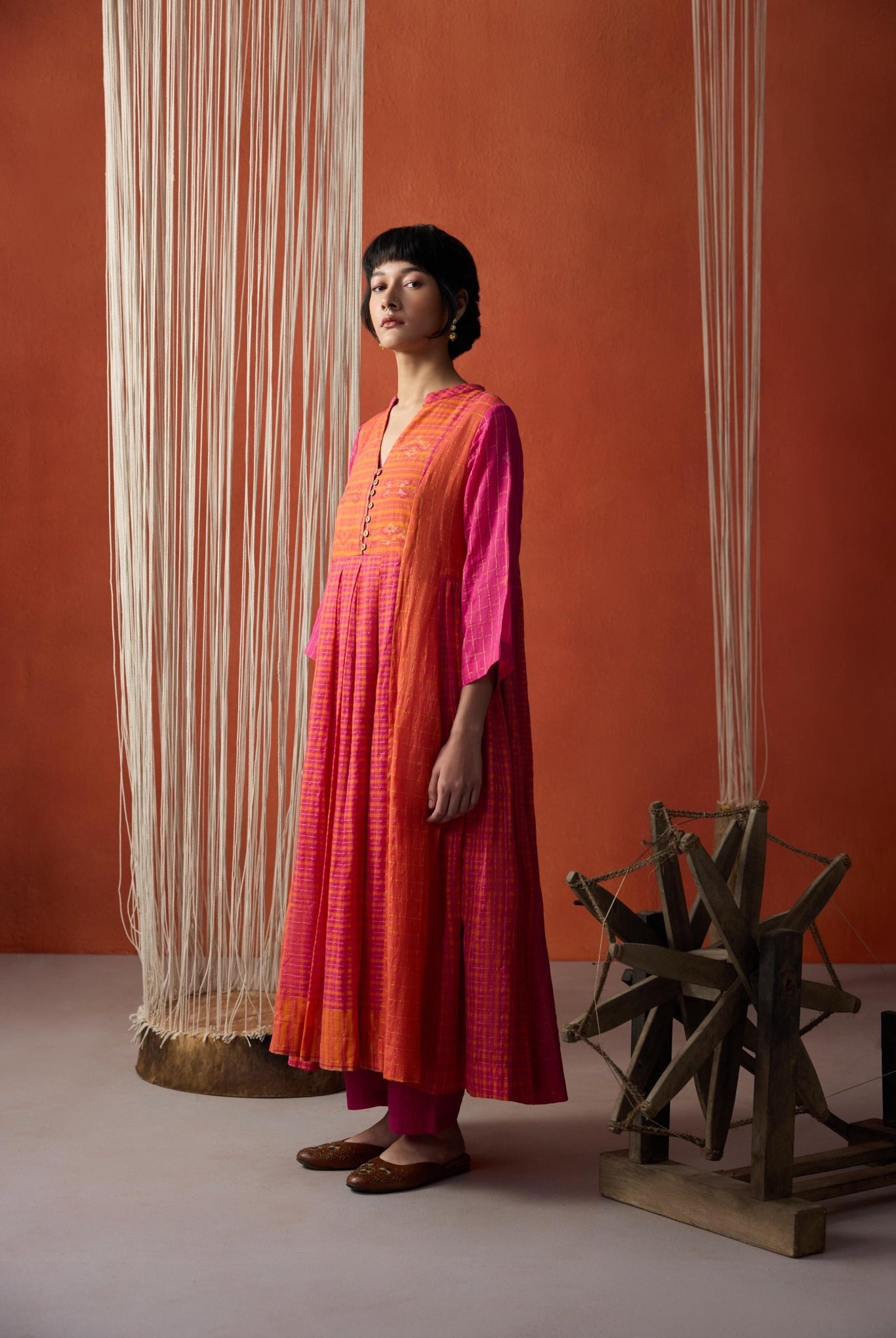 Meera Co-ord Set - Orange and Rani - CiceroniKurta Set, Everyday WearGulmohar Calcutta