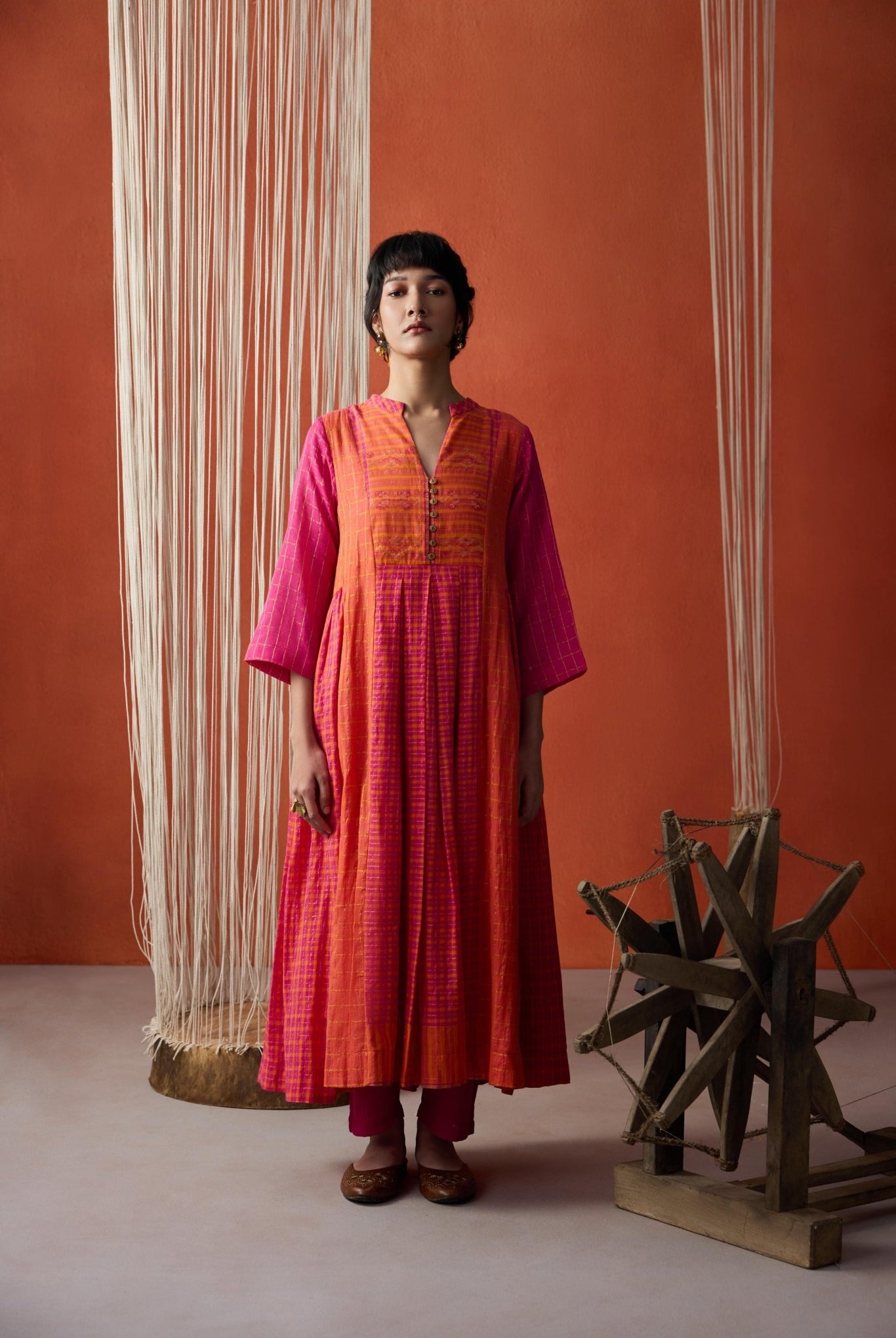 Meera Co-ord Set - Orange and Rani - CiceroniKurta Set, Everyday WearGulmohar Calcutta