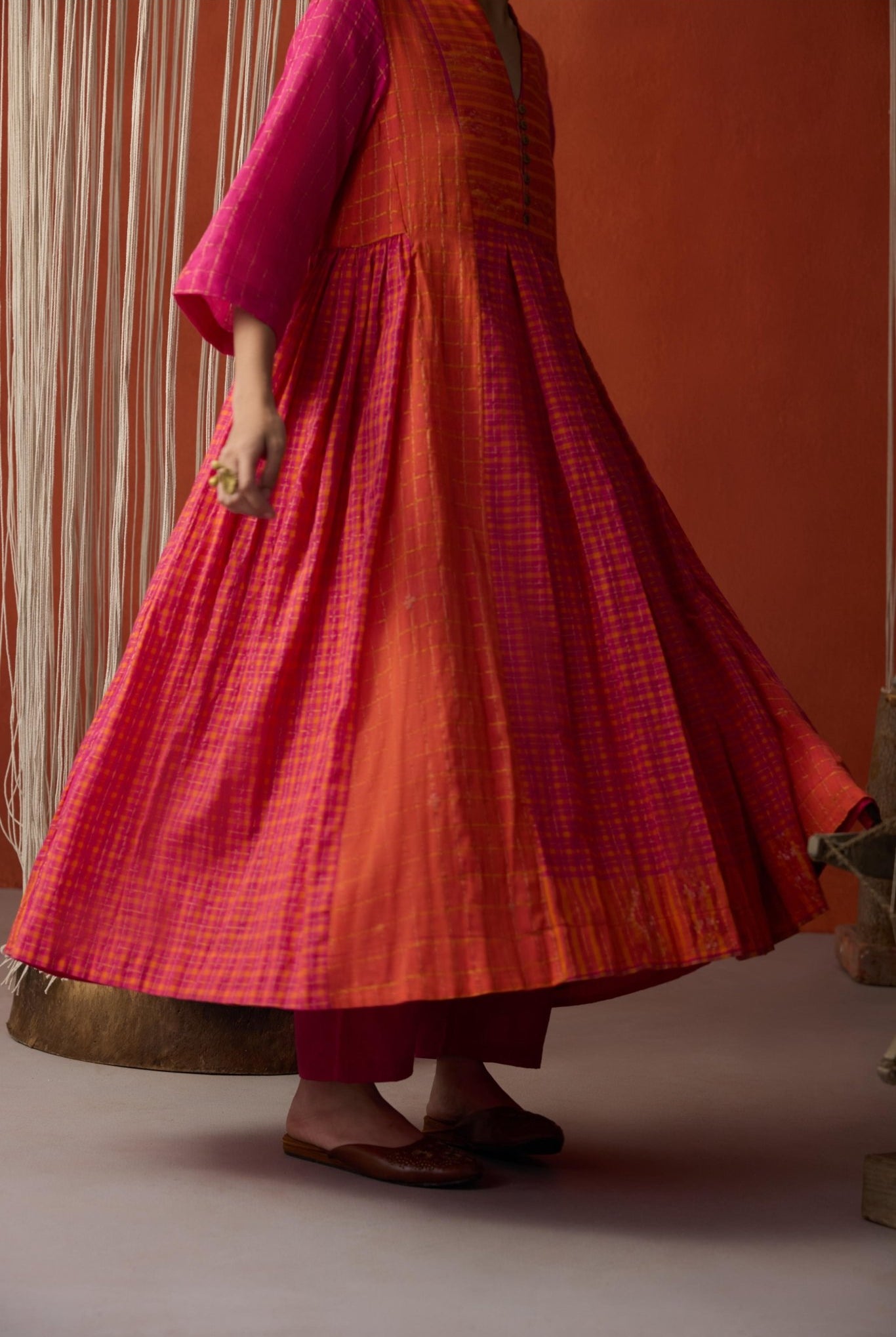 Meera Co-ord Set - Orange and Rani - CiceroniKurta Set, Everyday WearGulmohar Calcutta