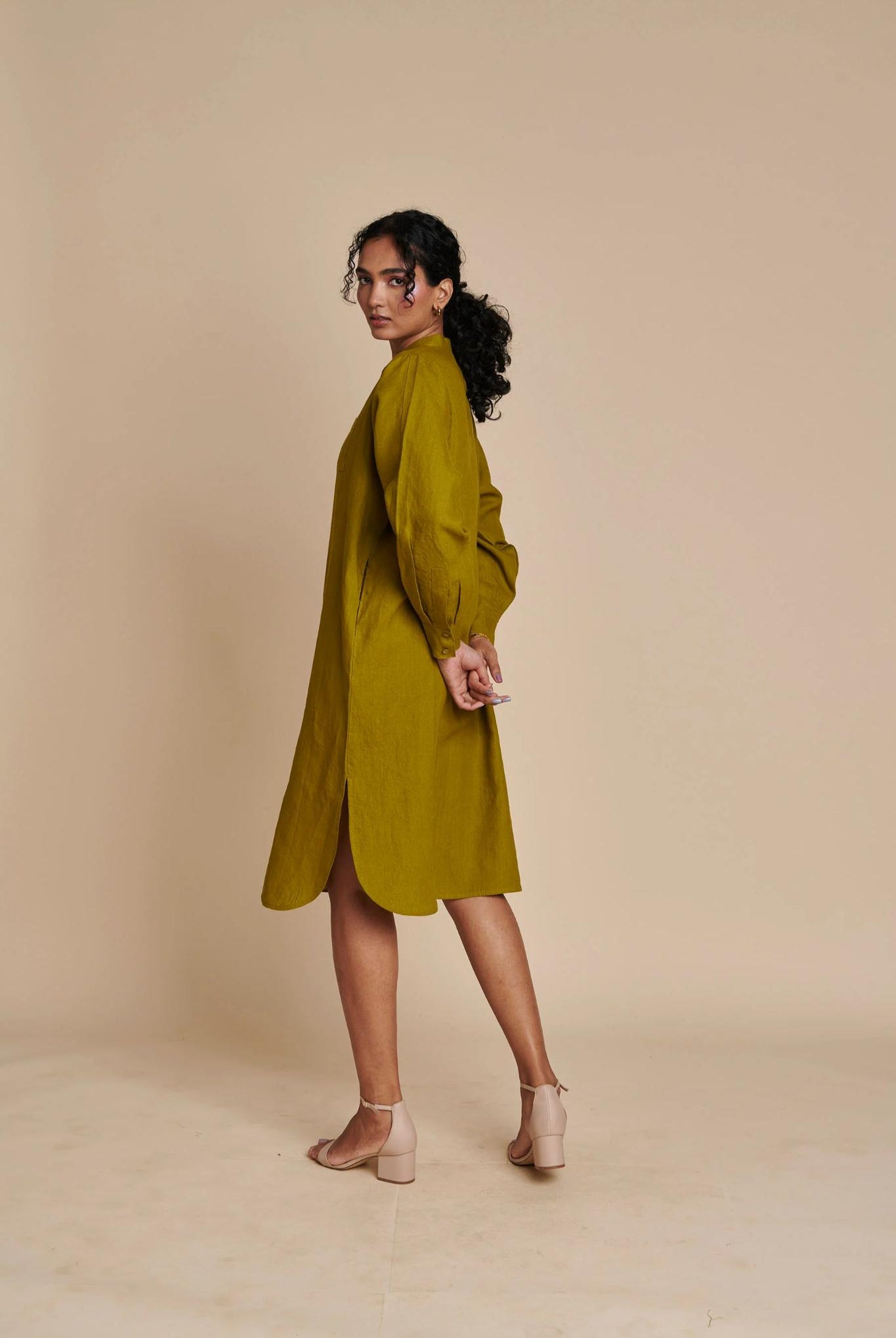 Mehendi Linen Shirt Dress - CiceroniDressesSaphed