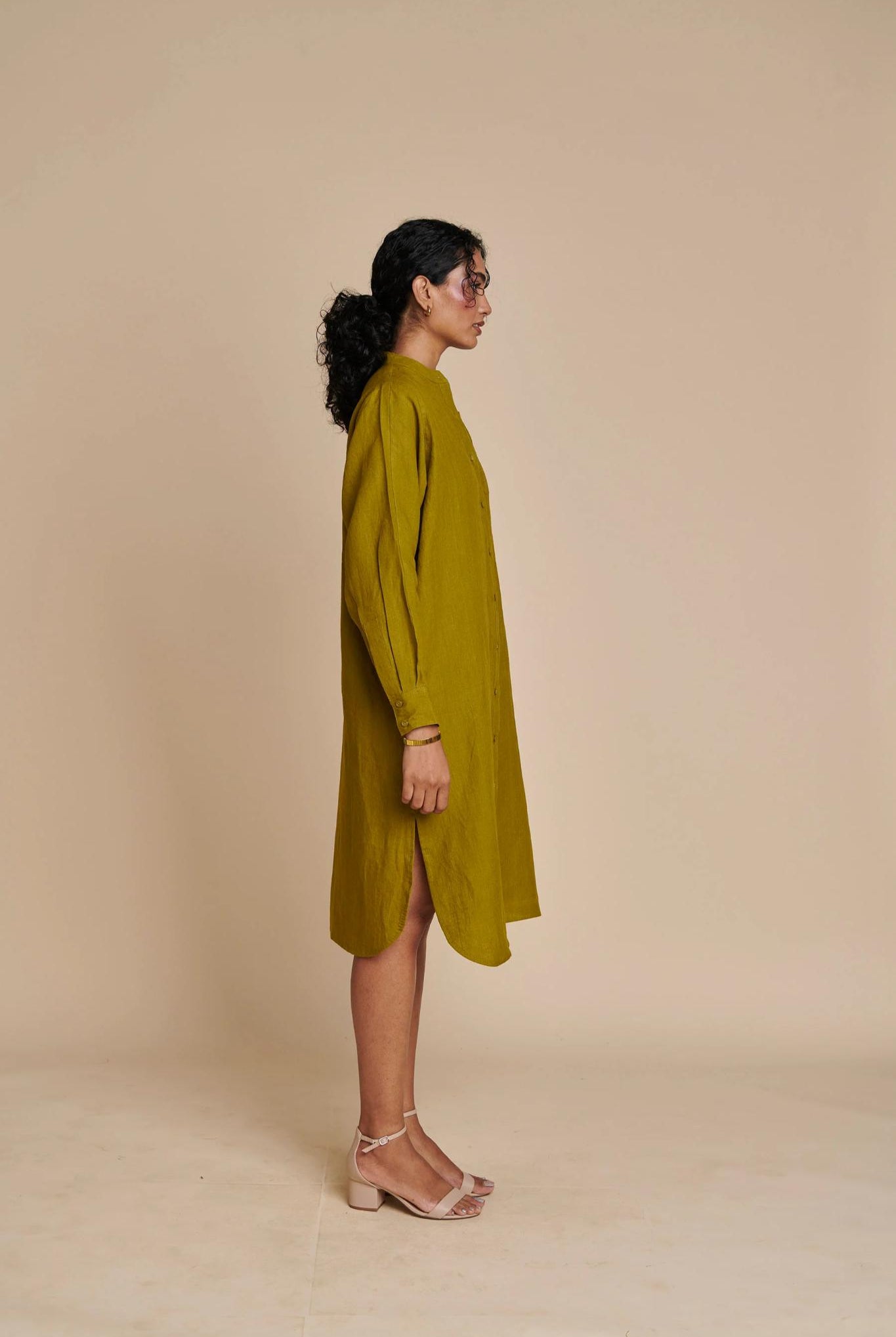 Mehendi Linen Shirt Dress - CiceroniDressesSaphed