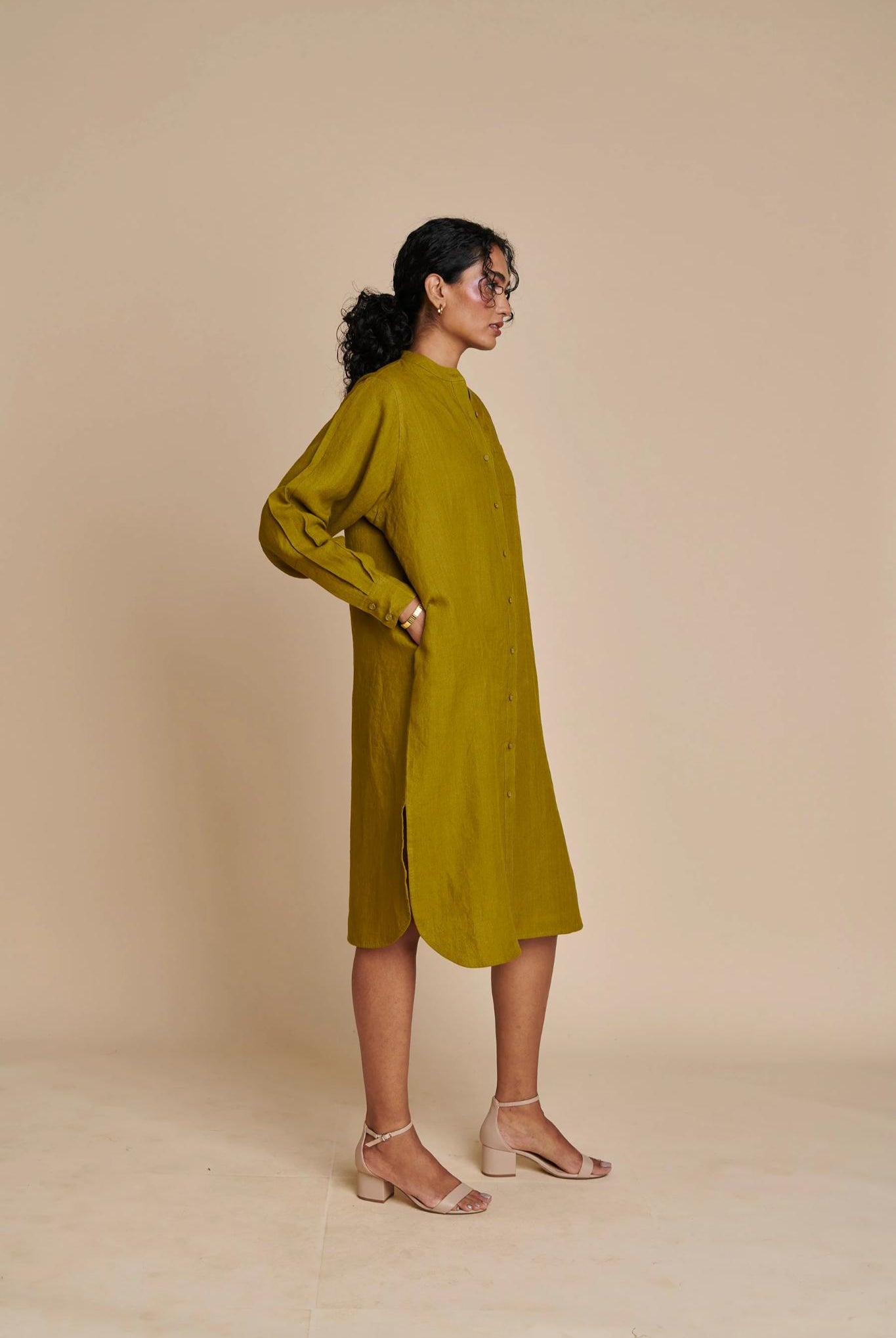 Mehendi Linen Shirt Dress - CiceroniDressesSaphed