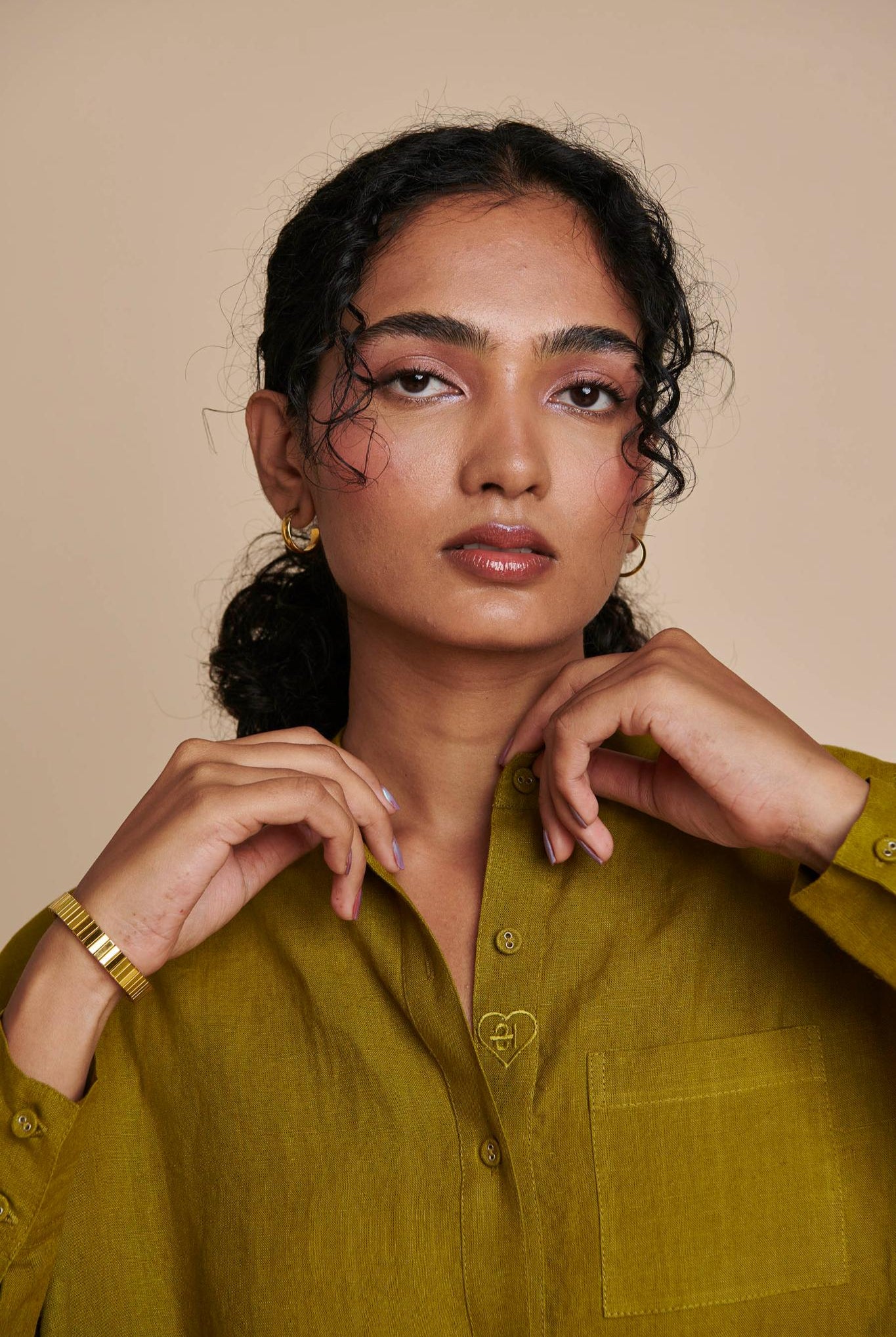Mehendi Linen Shirt Dress - CiceroniDressesSaphed