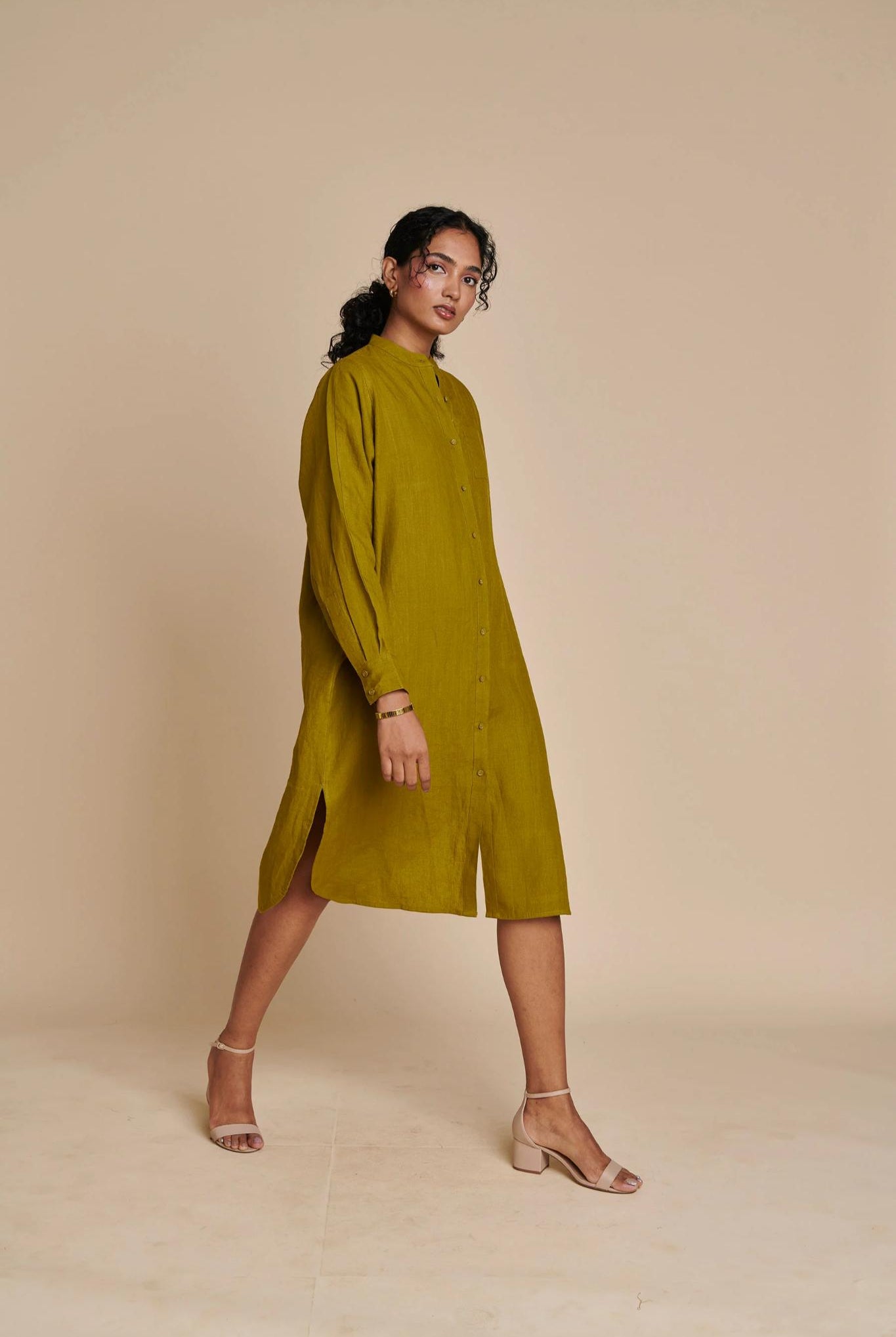 Mehendi Linen Shirt Dress - CiceroniDressesSaphed