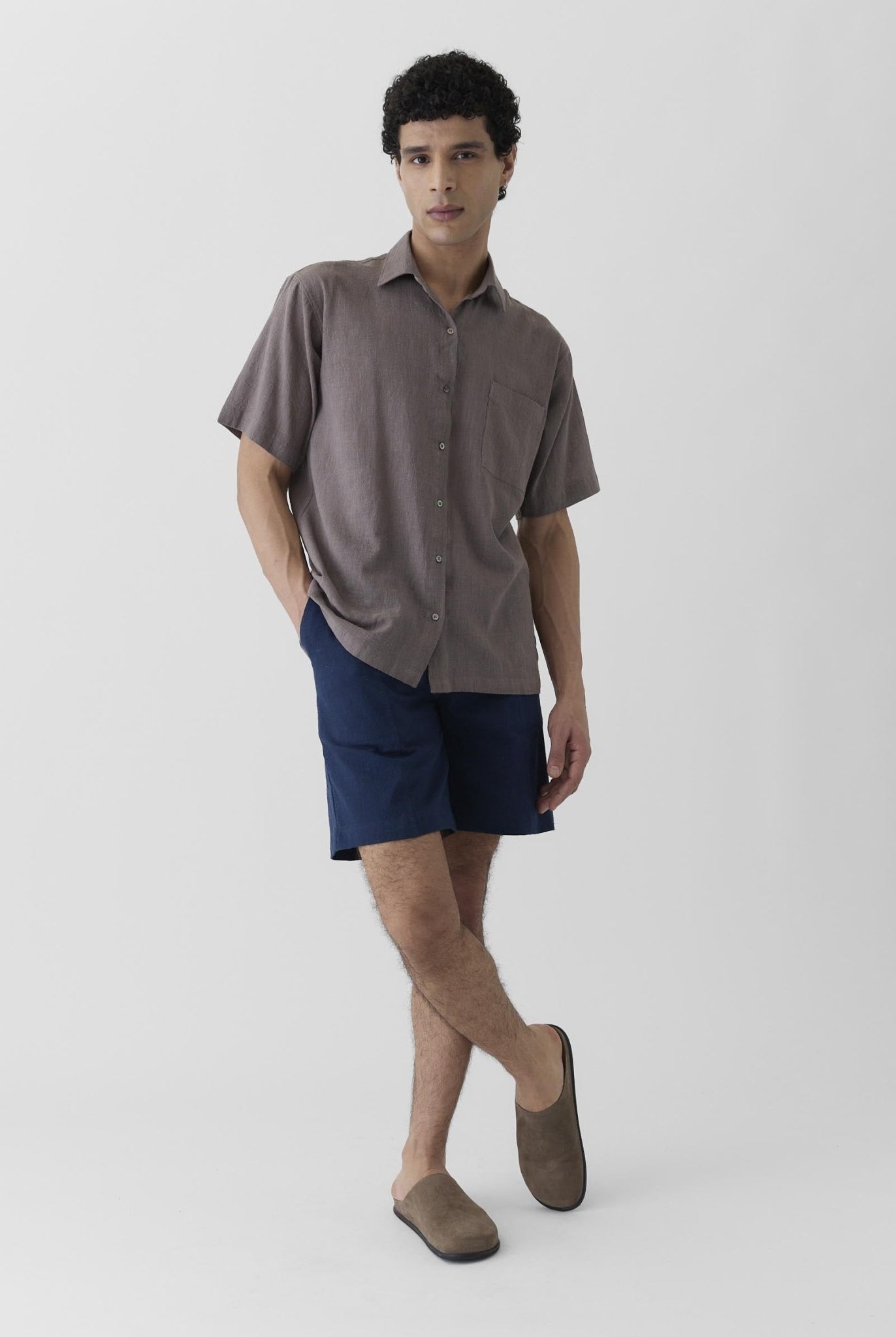 Men's Half Sleeve Shirt - Grayish Brown - CiceroniMen ShirtsMareen