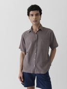 Men's Half Sleeve Shirt - Grayish Brown - CiceroniMen ShirtsMareen