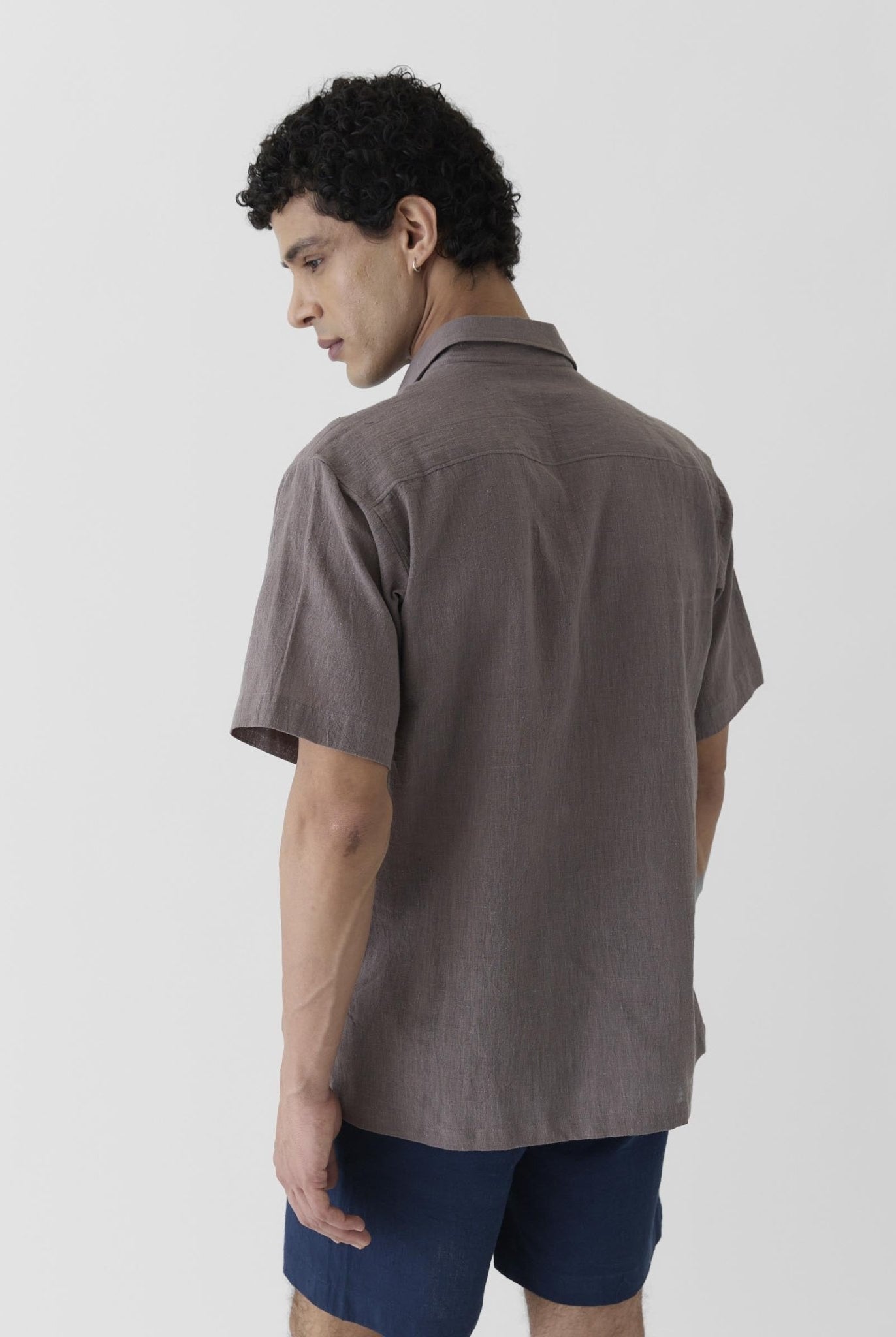Men's Half Sleeve Shirt - Grayish Brown - CiceroniMen ShirtsMareen