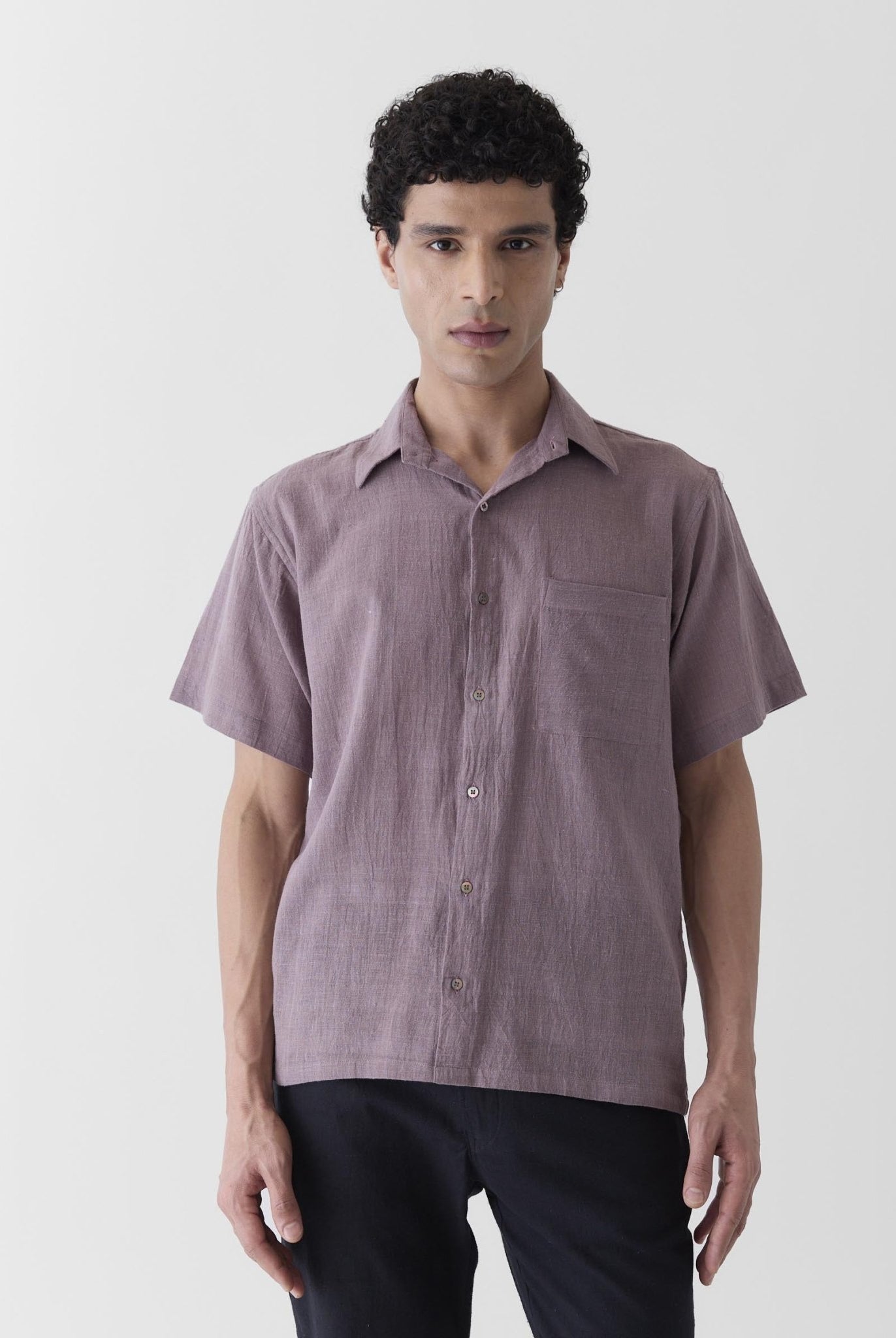 Men's Half Sleeve Shirt - Mauve Purple - CiceroniMen ShirtsMareen