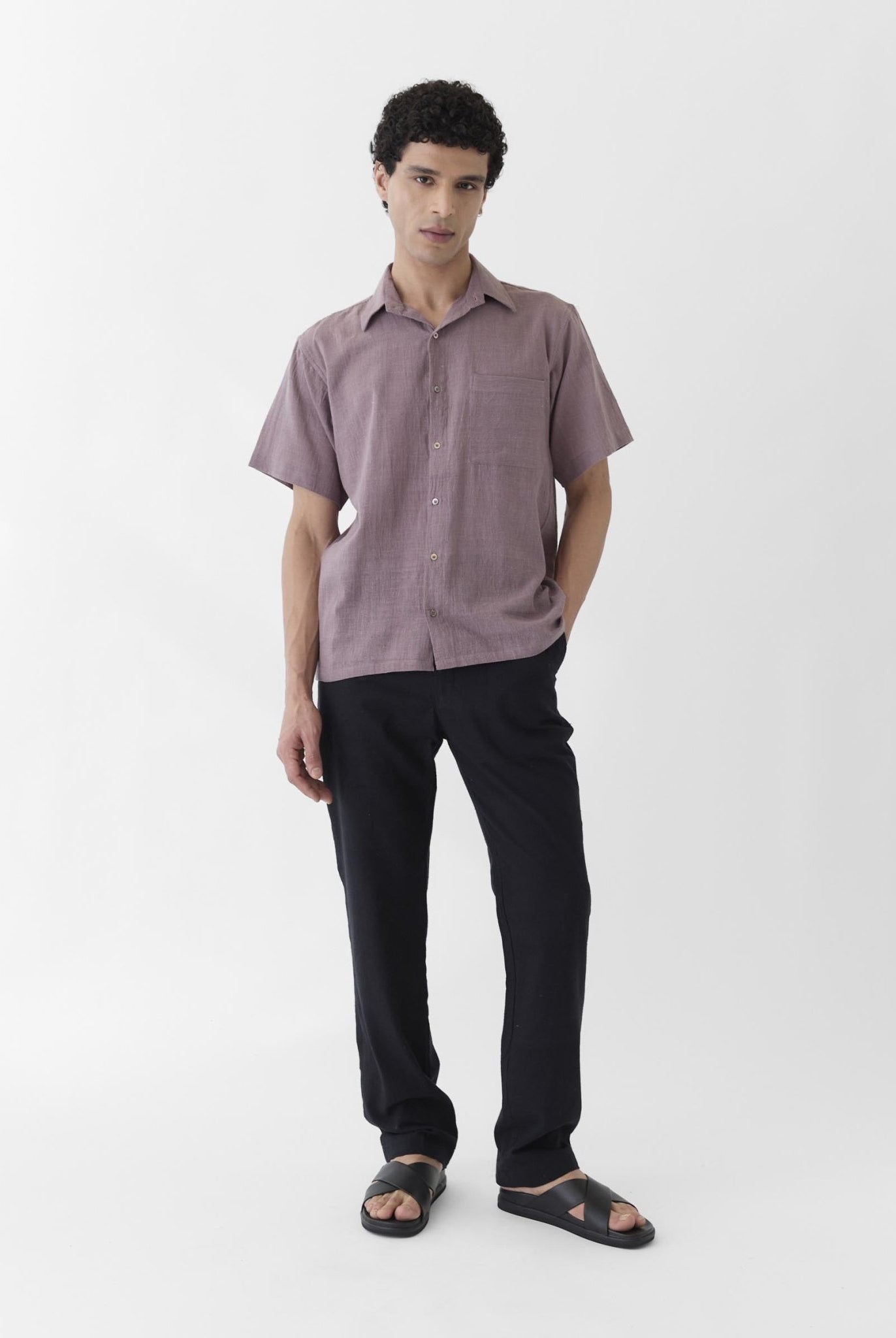 Men's Half Sleeve Shirt - Mauve Purple - CiceroniMen ShirtsMareen
