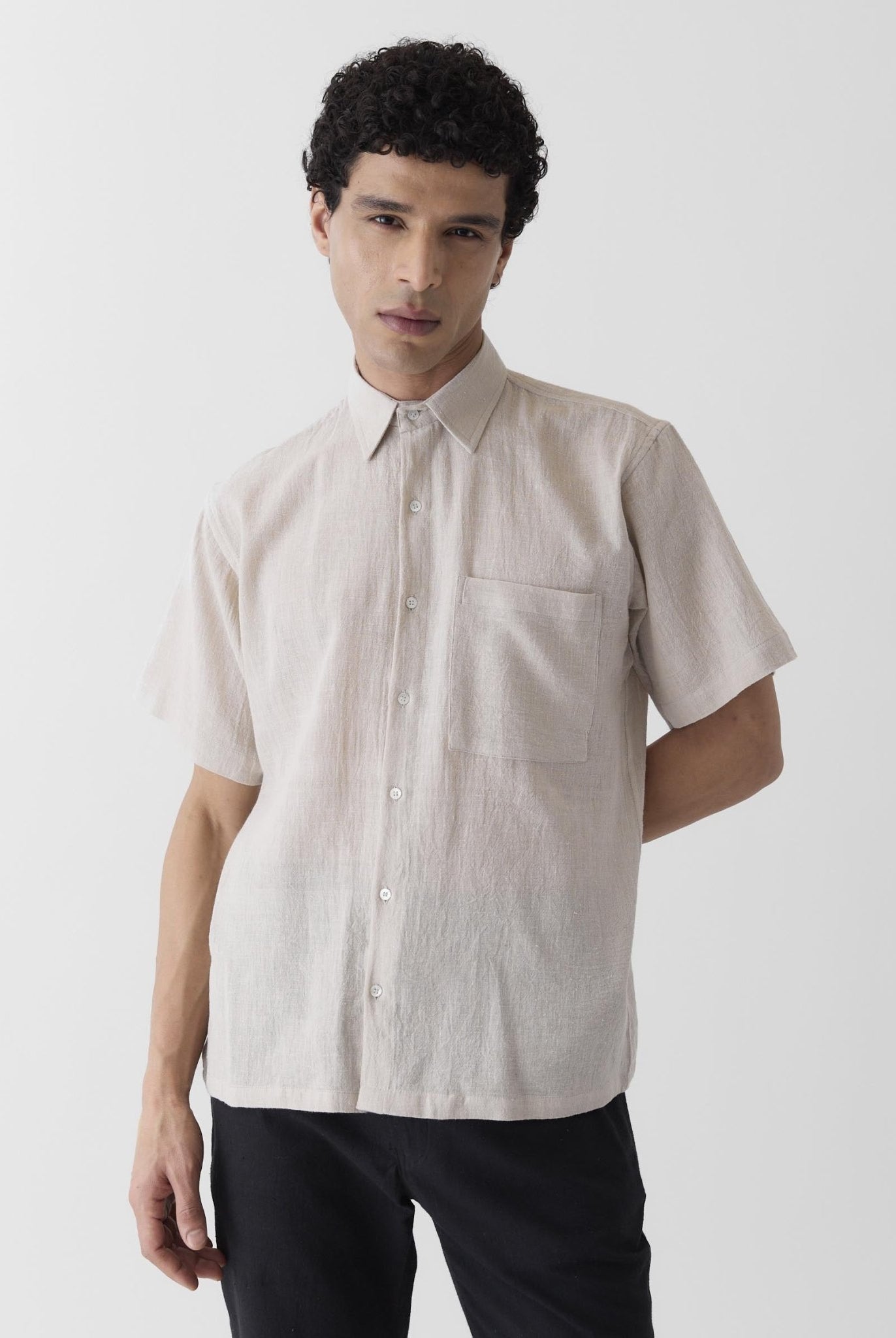 Men's Half Sleeve Shirt - Natural Undyed - CiceroniMen ShirtsMareen