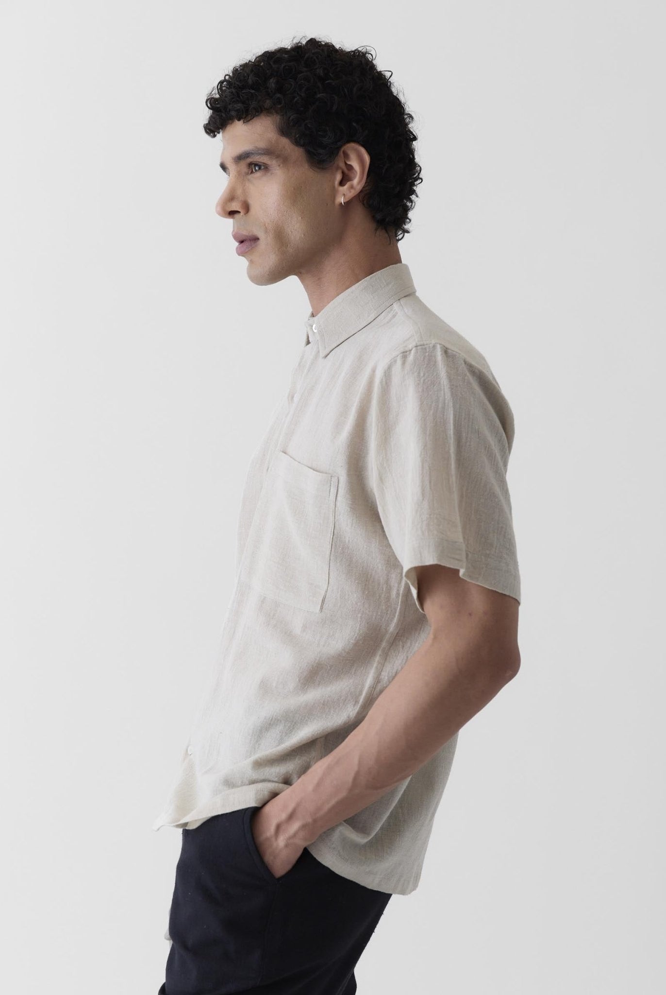 Men's Half Sleeve Shirt - Natural Undyed - CiceroniMen ShirtsMareen