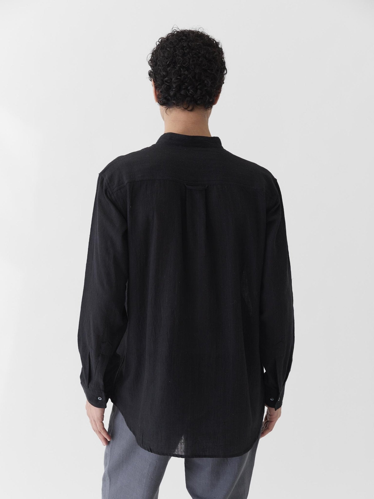 Men's Mandarin Collar Shirt - Black - CiceroniMen ShirtsMareen