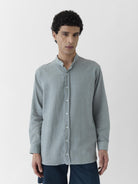 Men's Mandarin Collar Shirt - Greenish Gray - CiceroniMen ShirtsMareen