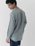 Men's Mandarin Collar Shirt - Greenish Gray - CiceroniMen ShirtsMareen
