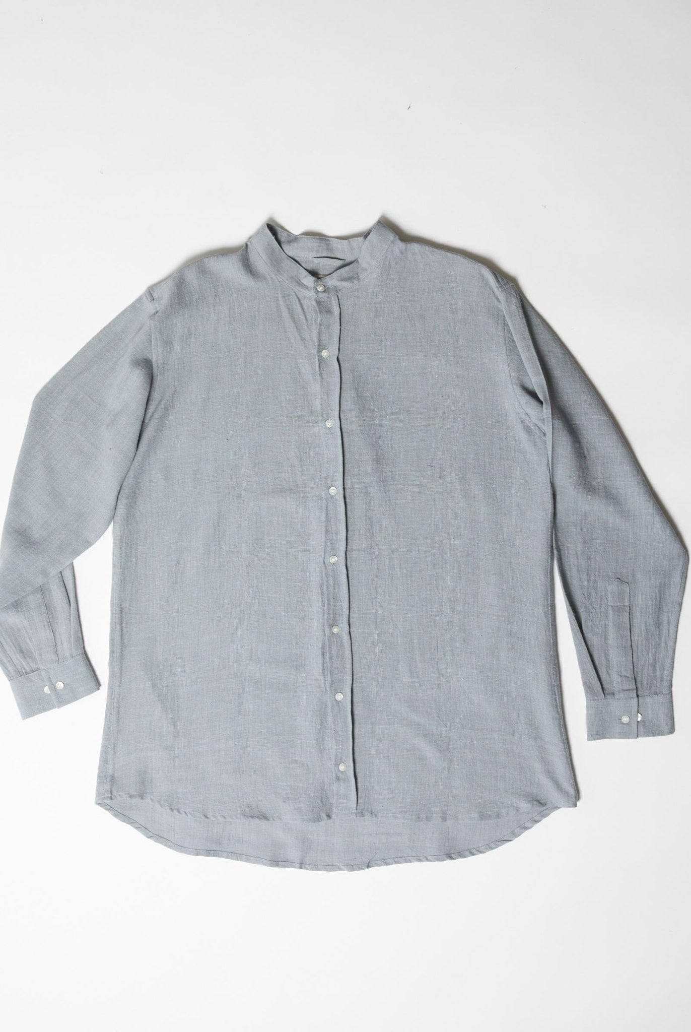 Men's Mandarin Collar Shirt - Greenish Gray - CiceroniMen ShirtsMareen