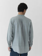 Men's Mandarin Collar Shirt - Greenish Gray - CiceroniMen ShirtsMareen