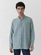 Men's Mandarin Collar Shirt - Mint Green - CiceroniMen ShirtsMareen
