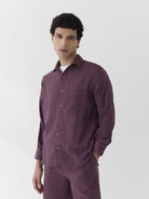 Men's Pocket Collar Shirt - Aubergine Purple - CiceroniMen ShirtsMareen