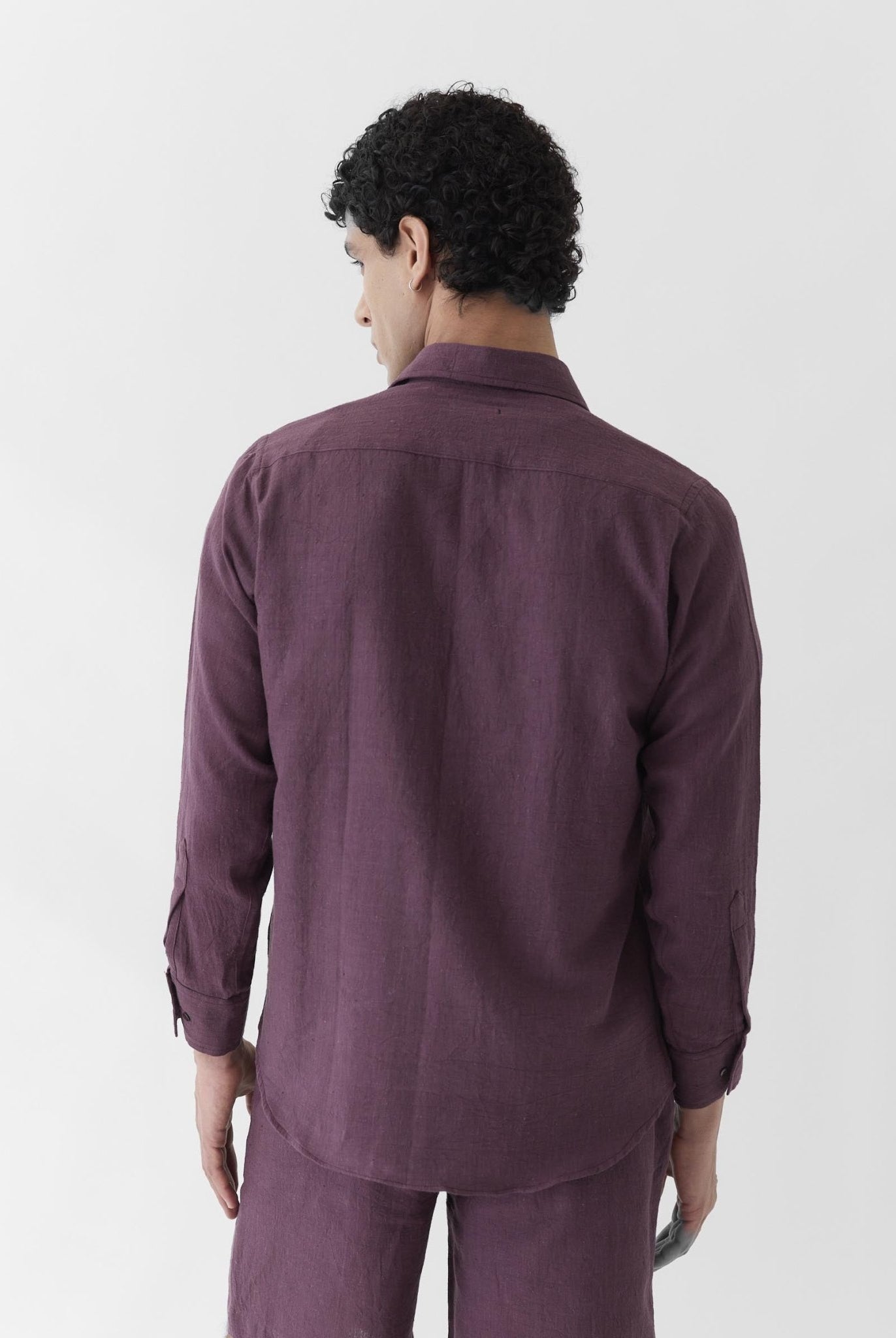 Men's Pocket Collar Shirt - Aubergine Purple - CiceroniMen ShirtsMareen